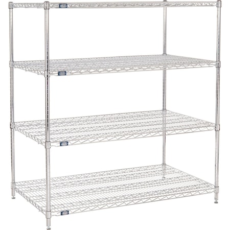 Nexel 4 Shelf, Chrome Wire Shelving Unit, Starter, 48inW x 30inD x 54inH 188250